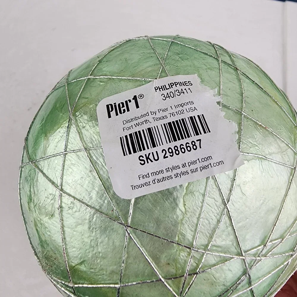 Pier 1 Mint Green Decorative Ball with Silver Wiring Wrap NWT